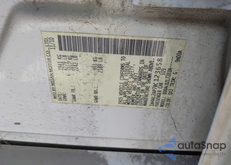 2011 Nissan Altima 2.5 S from USA, damaged, VIN 1N4AL2AP7BC123658